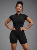 TURFF™ Women's Dark Quarter-Zip Short Sleeve Romper